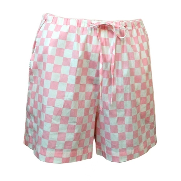 WAYF 98 Neko Drawstring Pink & White Checkered Cotton Shorts NWOT Beachy NWOT - Picture 10 of 16